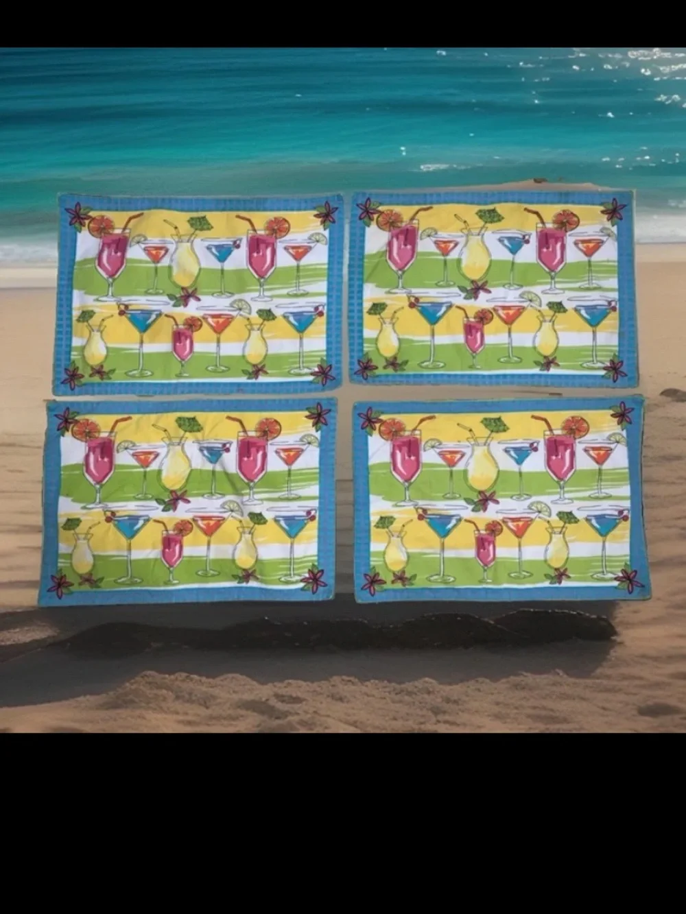Vintage Kay Dee Designs Tropical Cocktail Placemats - Set of 4